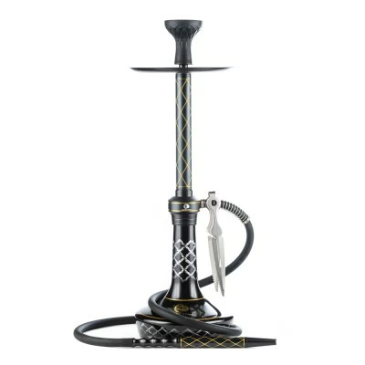 Hookah 7 Star 0218 B black with a golden pattern